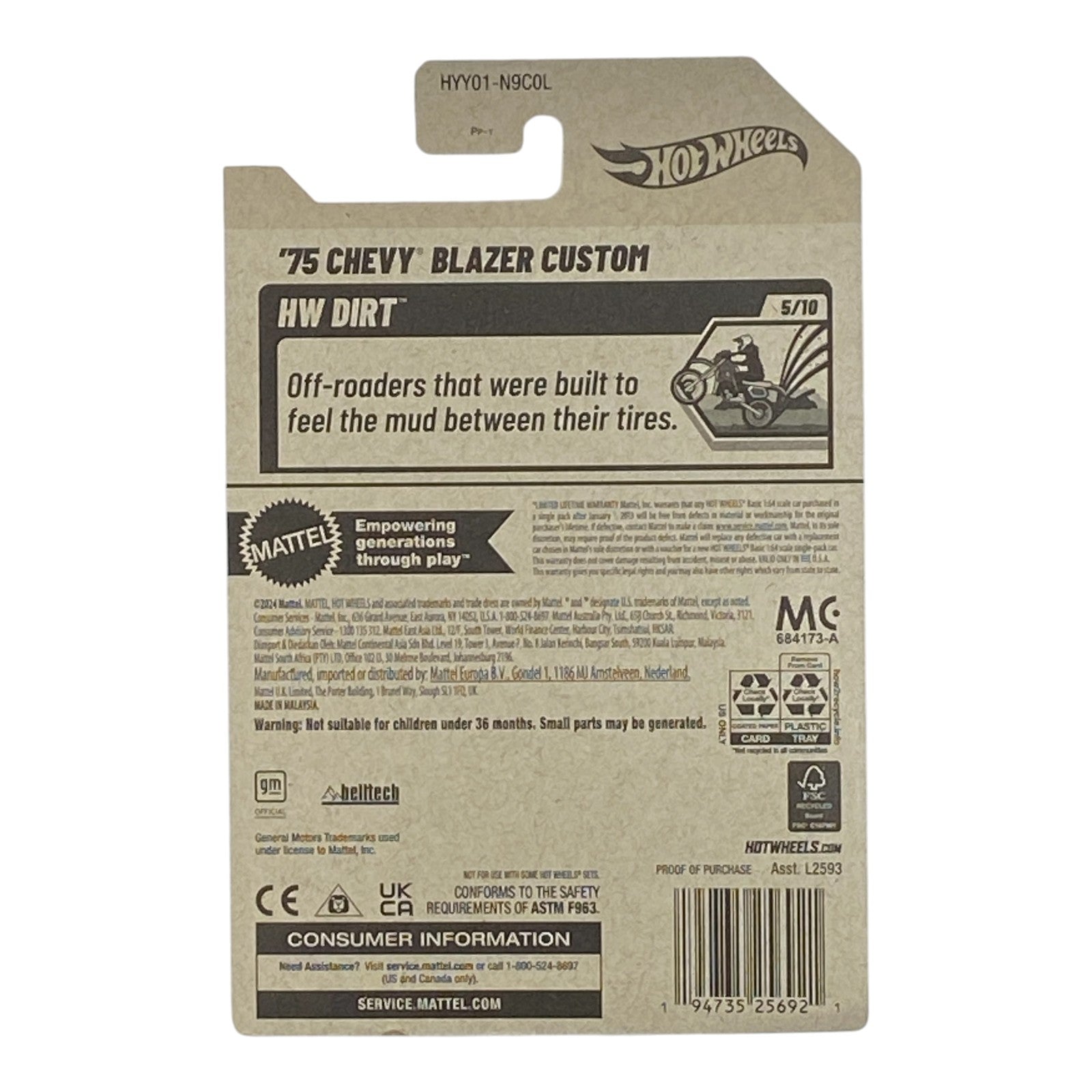 Hot Wheels '75 Chevy Blazer Custom - HW Dirt Series 5/10 - Collectors World Toys