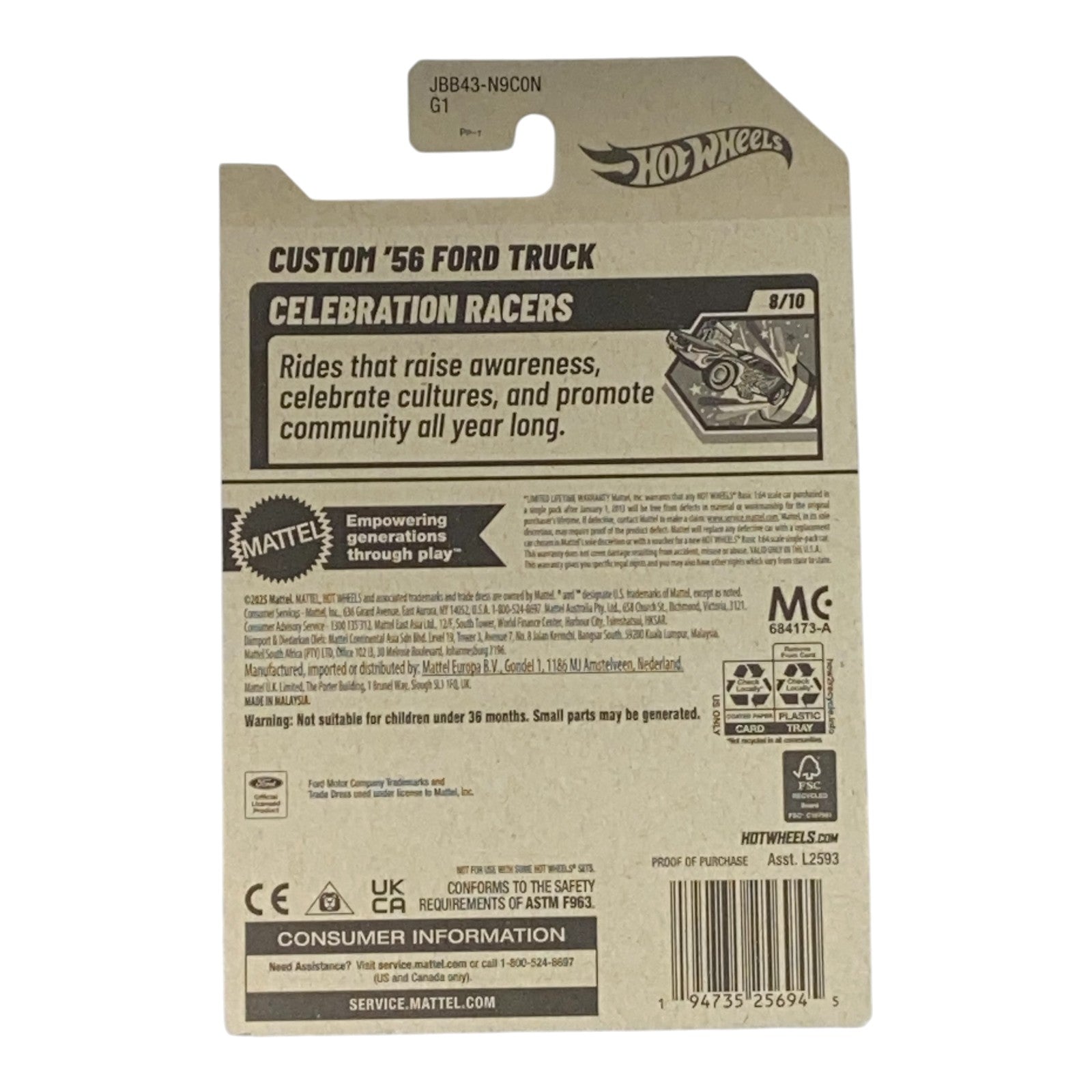 Hot Wheels Custom '56 Ford Truck - Celebration Racers 8/10 - Collectors World Toys