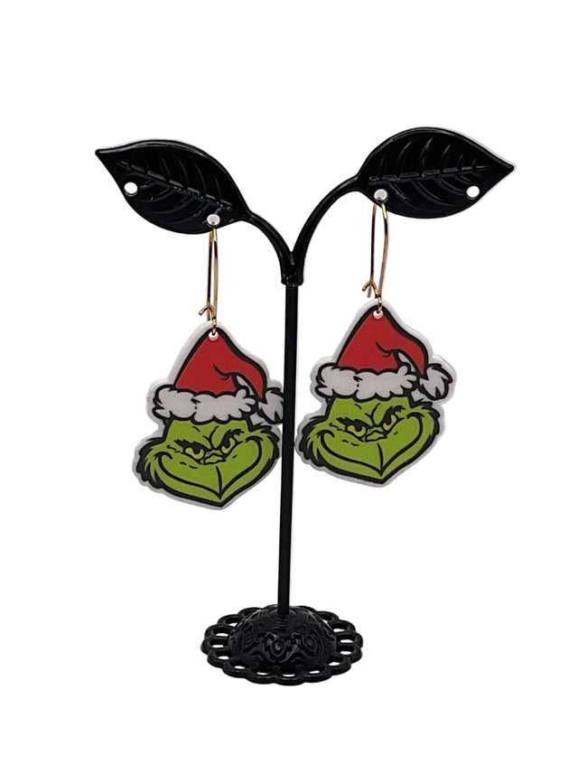 Grinch Head Earrings Hover Image