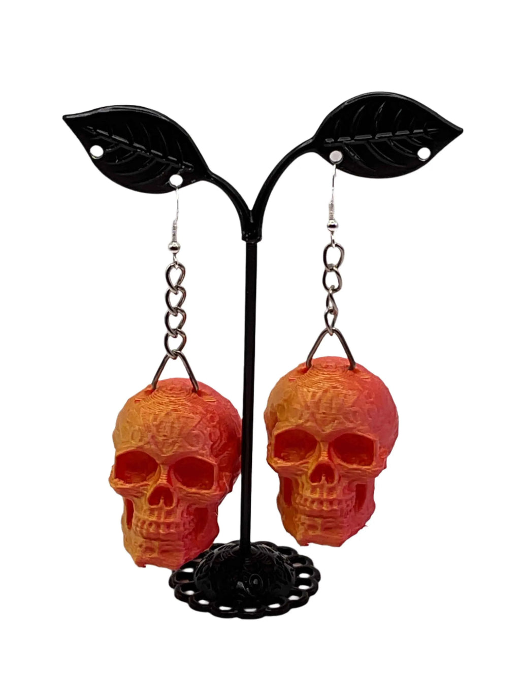 Orange Skull Earrings