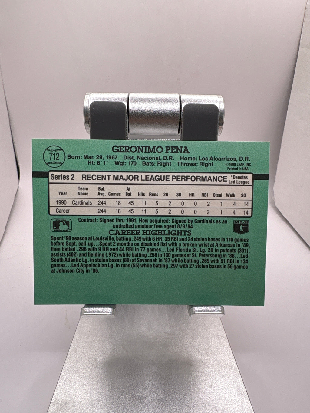 Donruss Geronimo Peña Sports Card