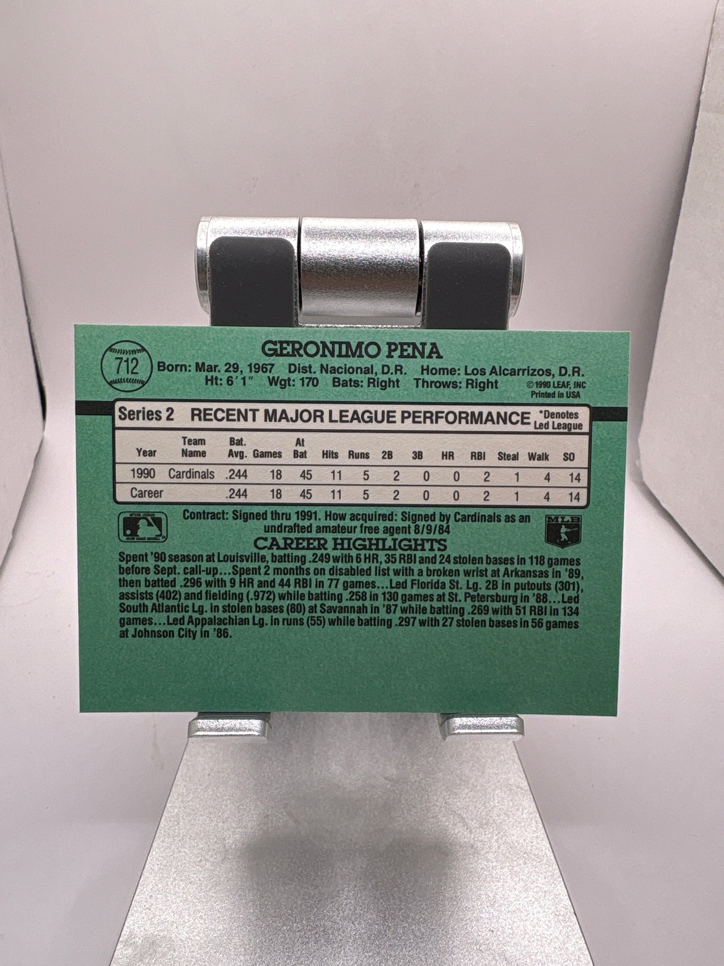 Donruss Geronimo Peña Sports Card