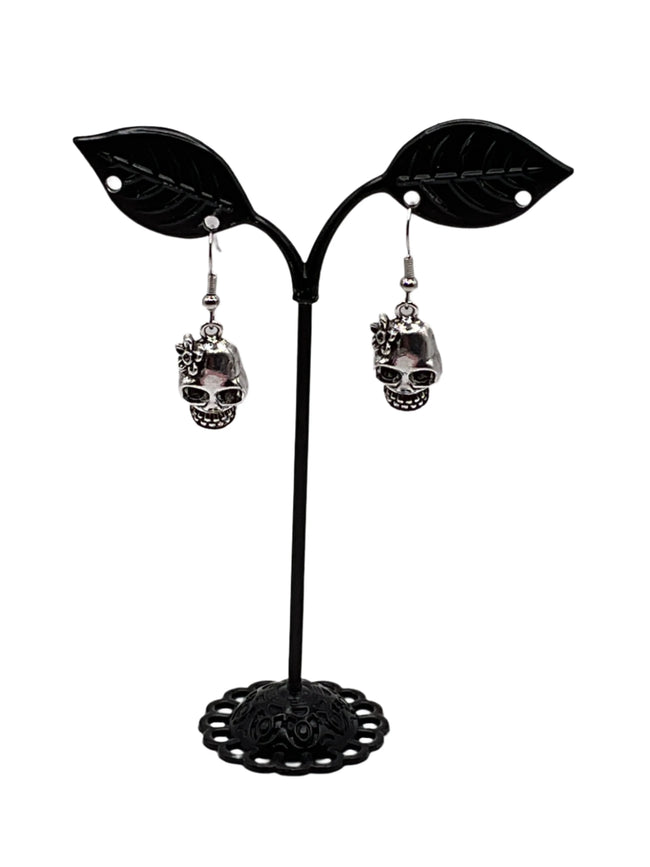 Skull With Flower Earrings Hover Image