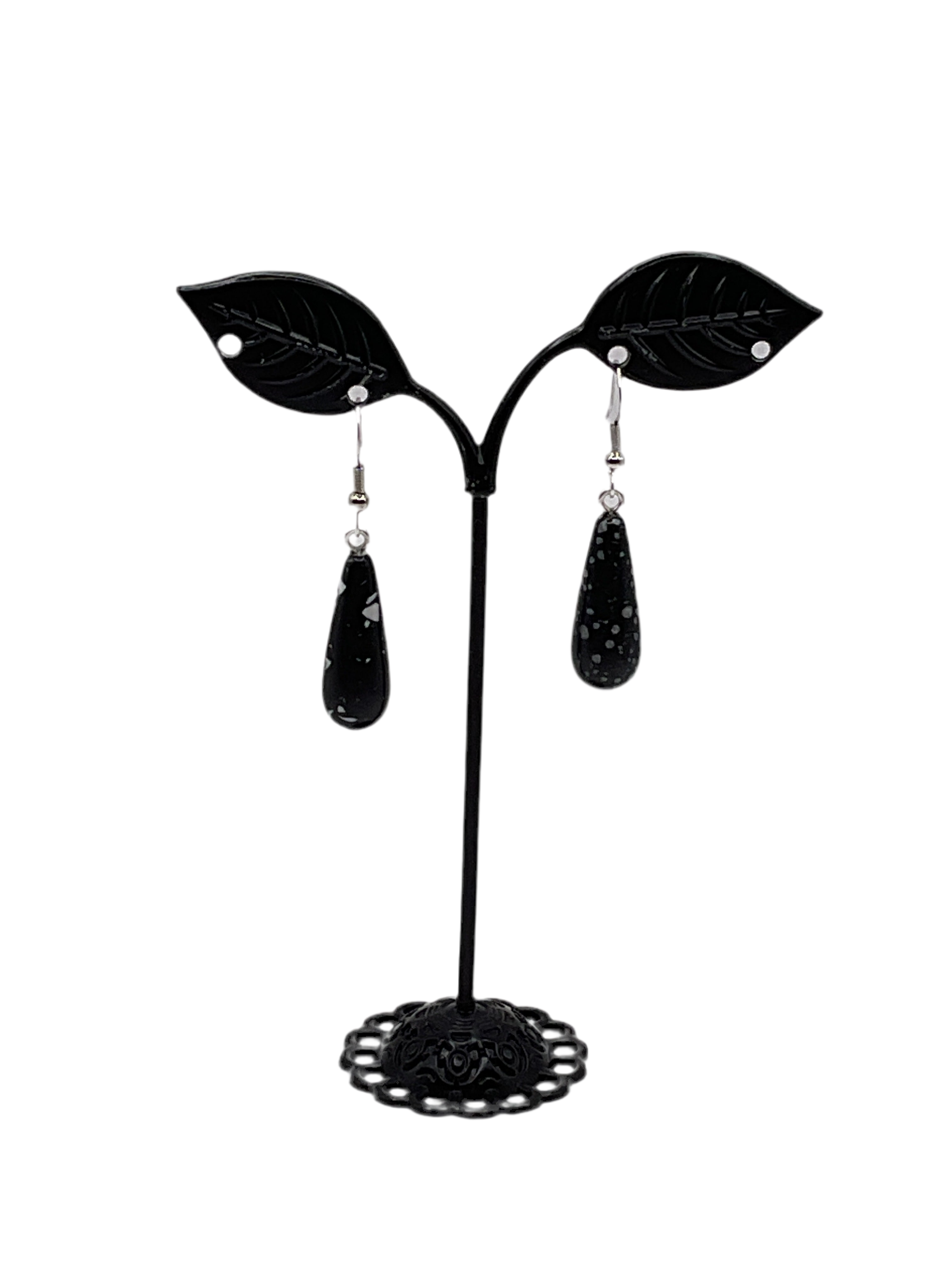 Black and white stone earrings Main image