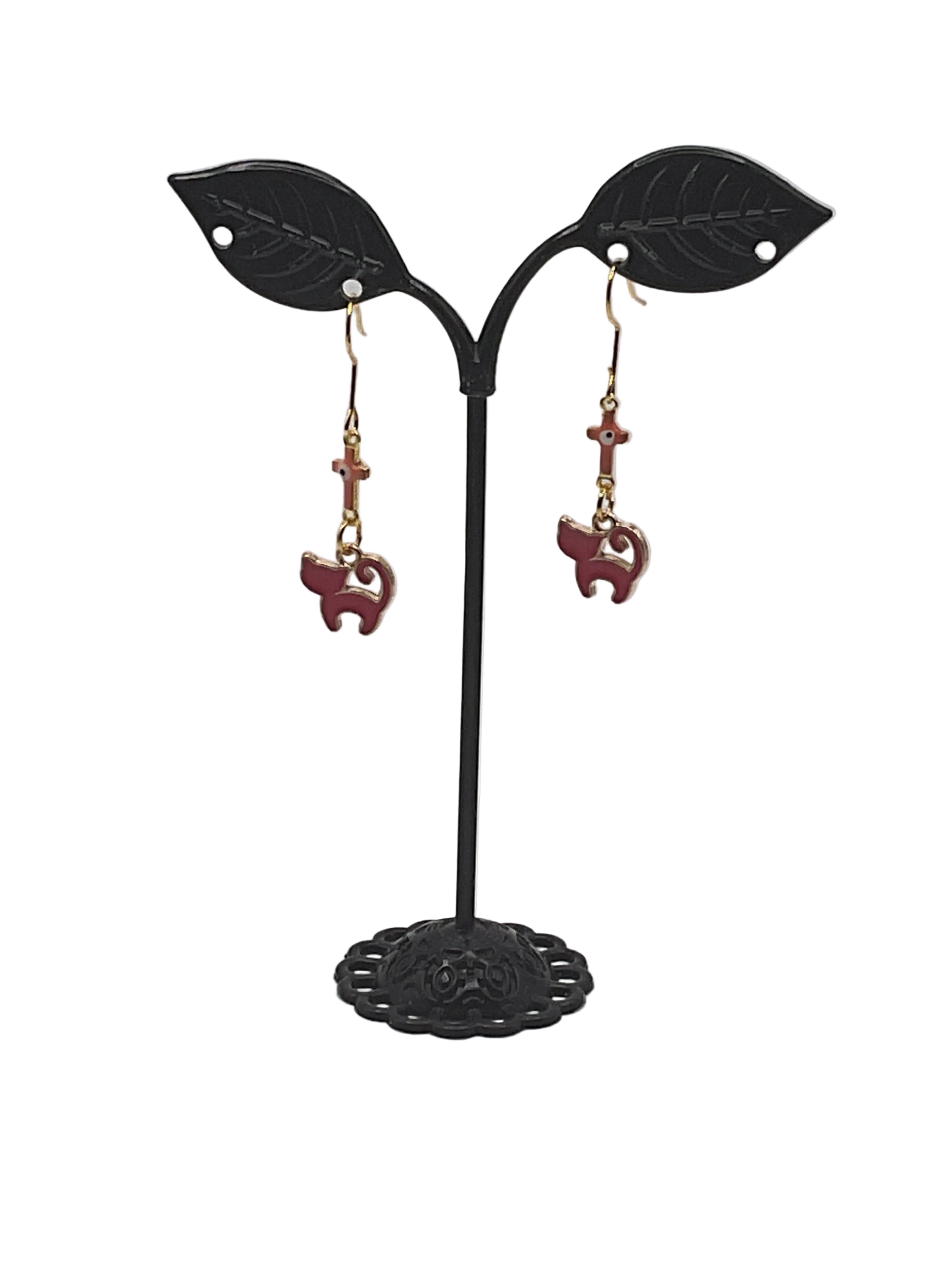 Kitties,Crosses and Crystal Earrings