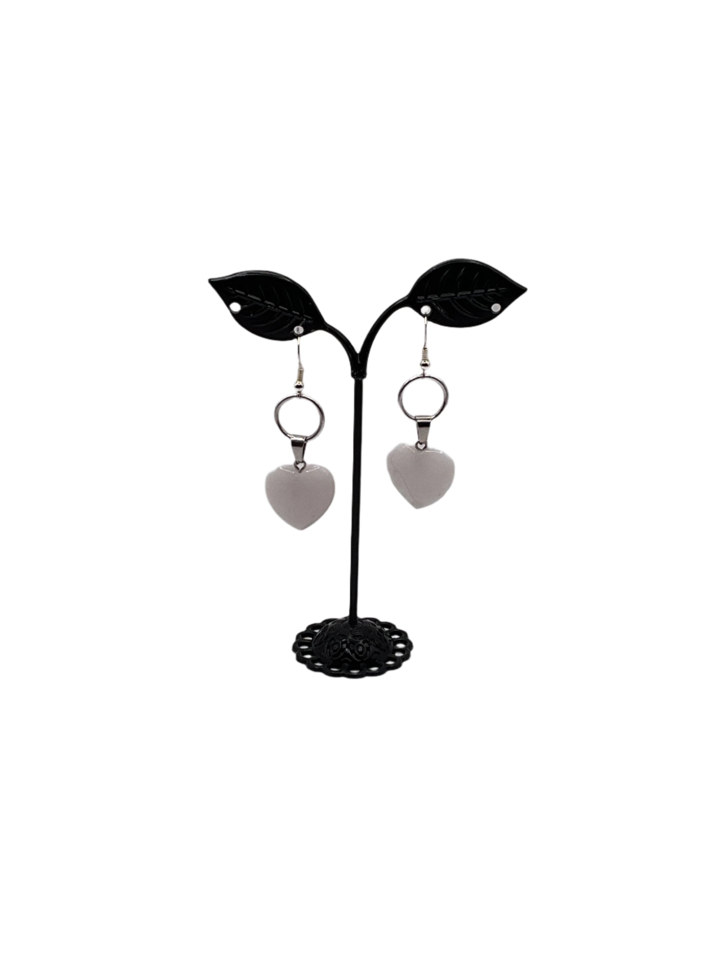 White heart earrings