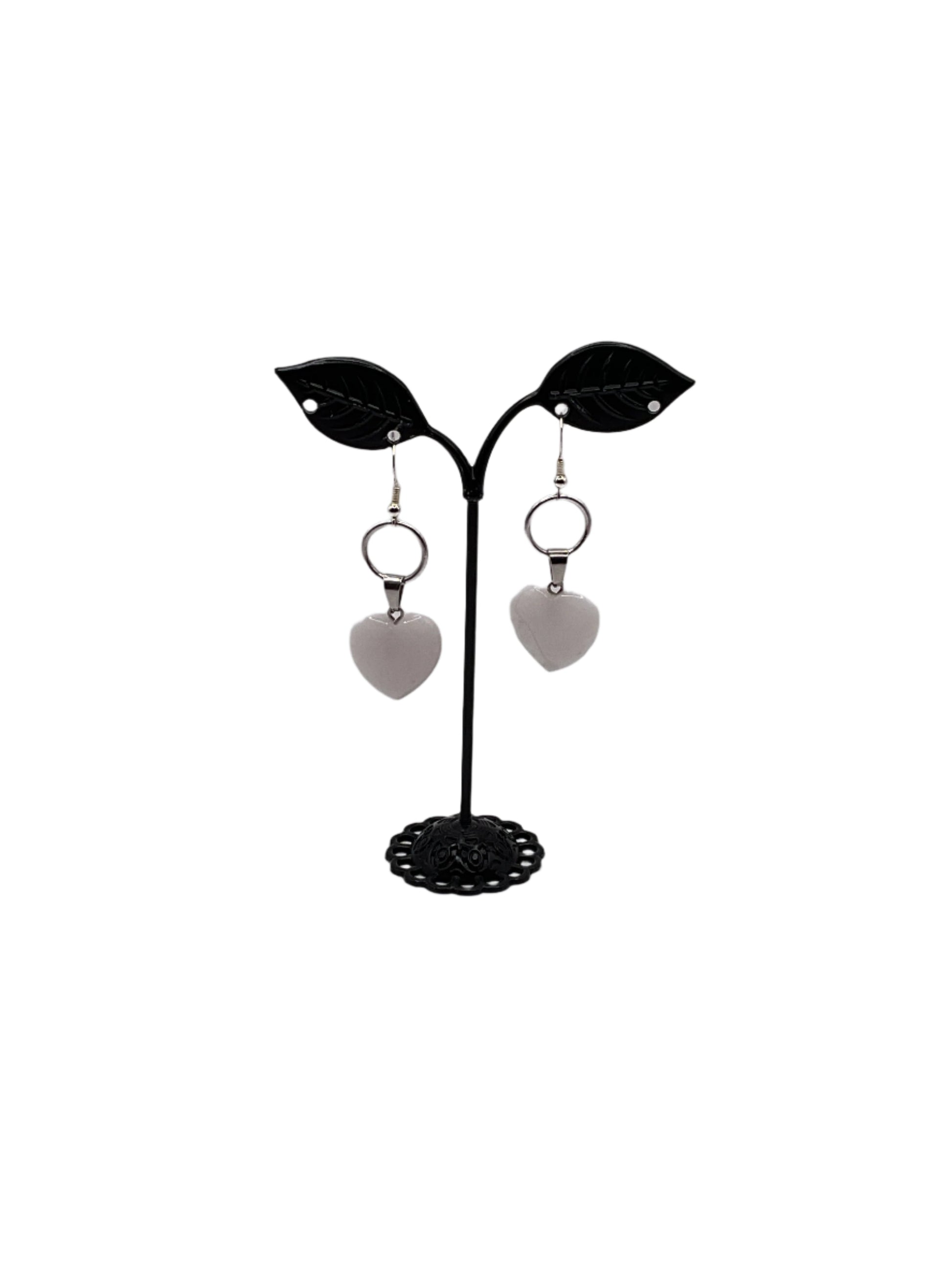 White heart earrings