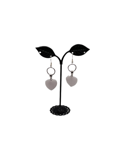 White heart earrings