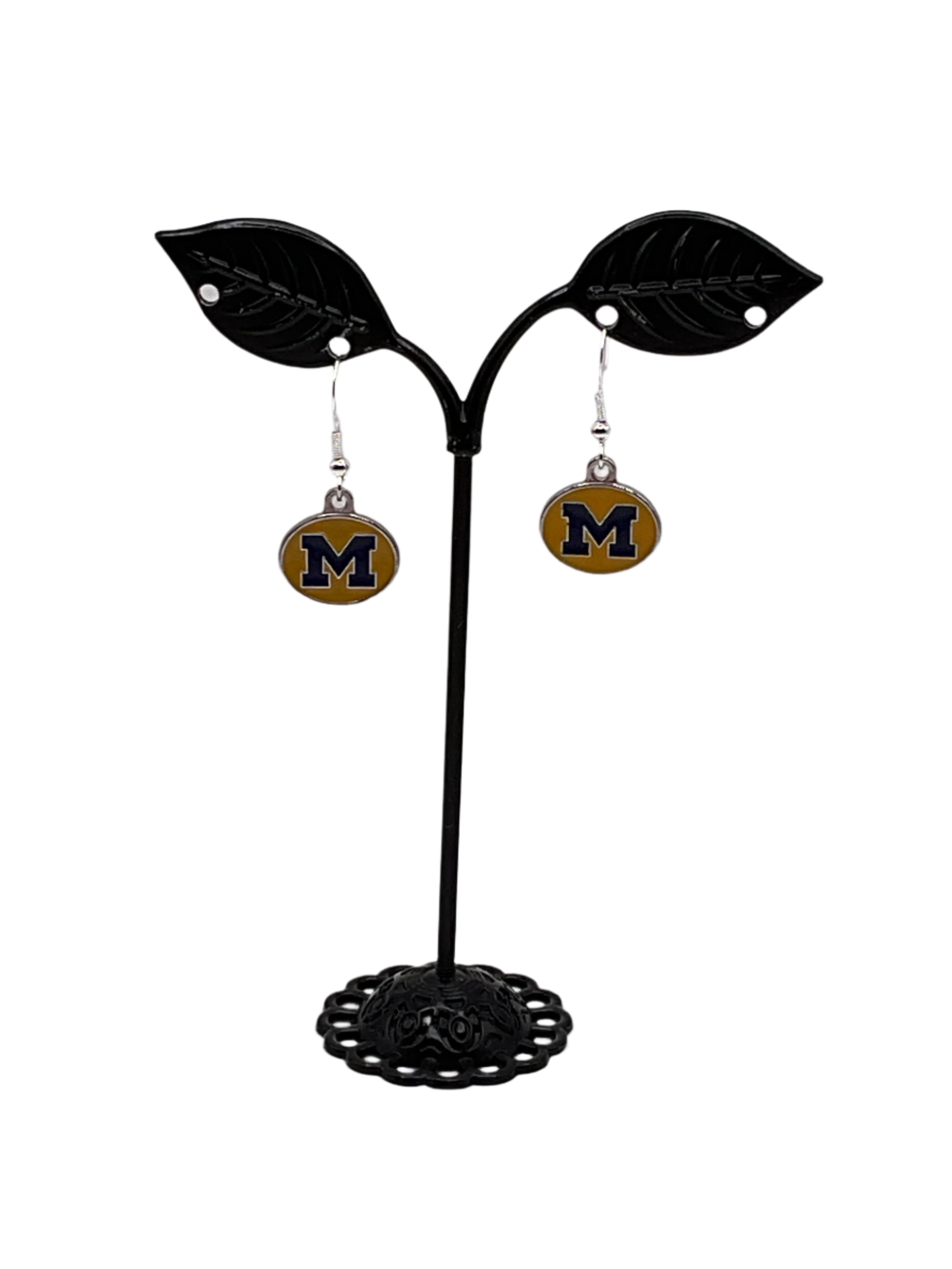 Michigan Wolverine College football earrings
