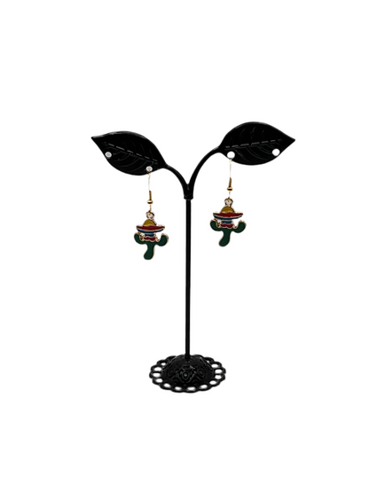 Cactus Wearing a Sombrero Earrings