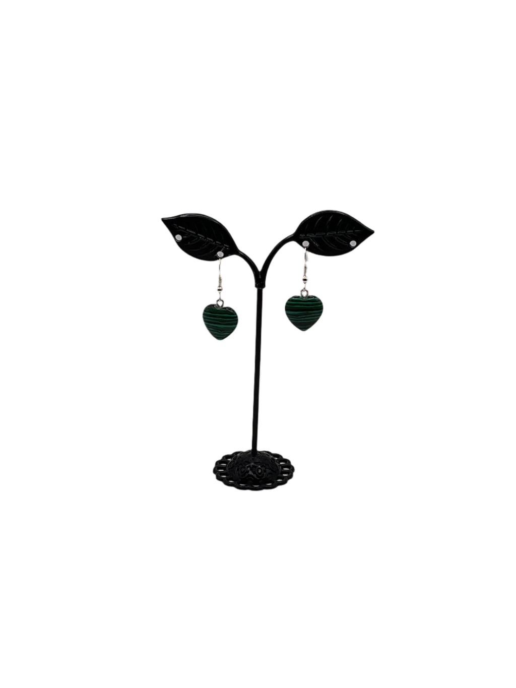 Green heart stone earrings