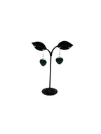 Green heart stone earrings