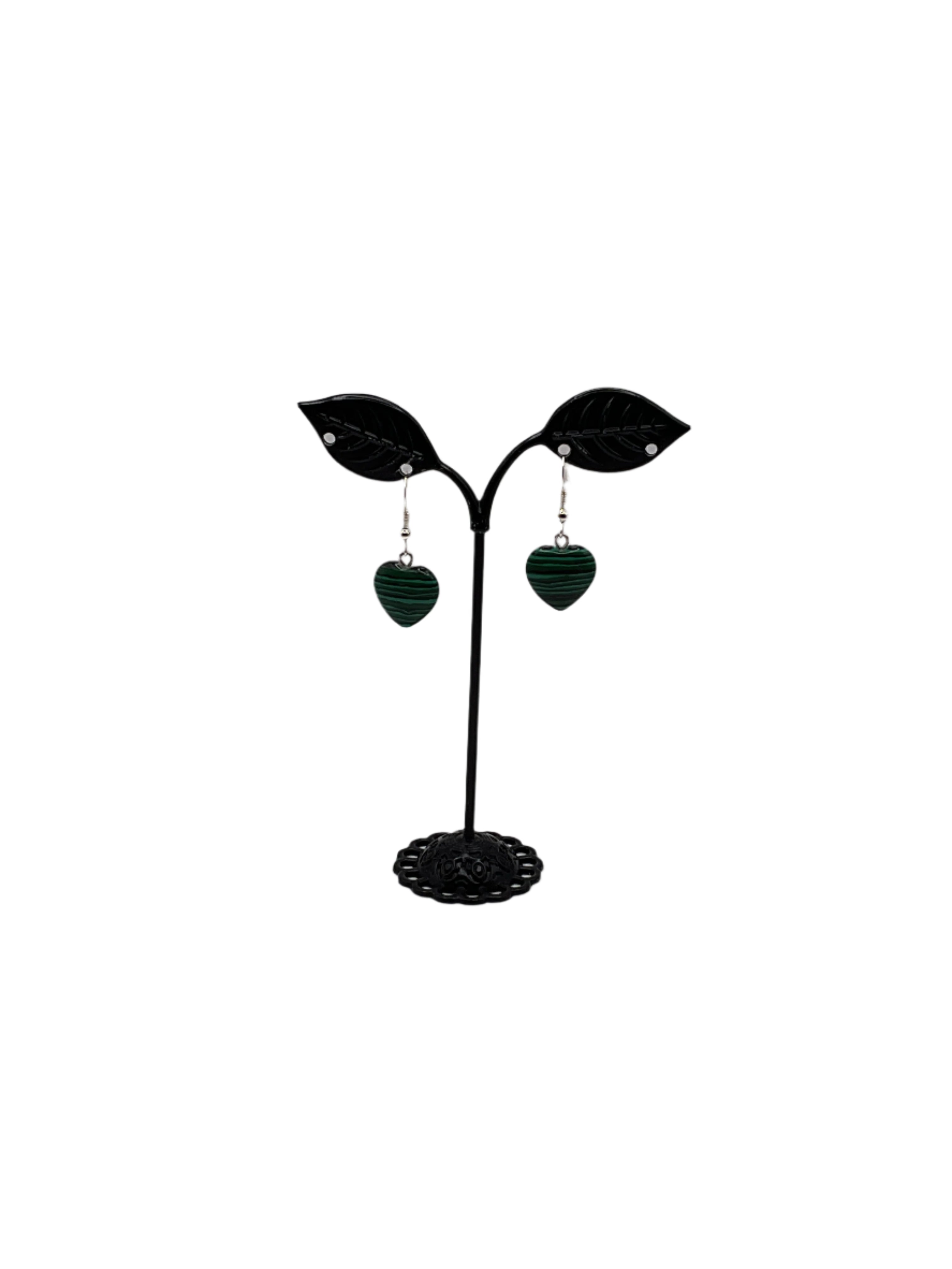 Green heart stone earrings