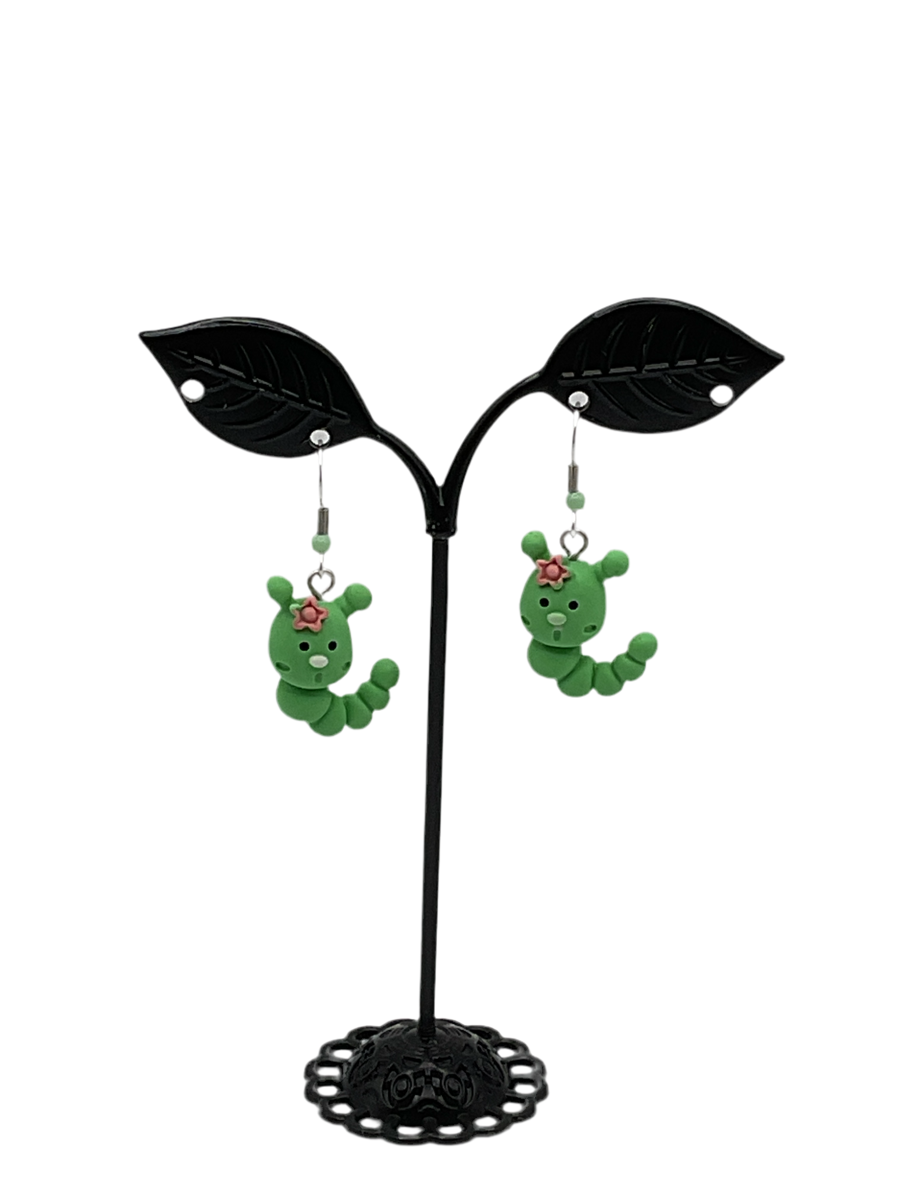Green Caterpillar Earrings