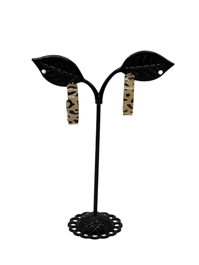 Leapord print hoop earrings Hover Image