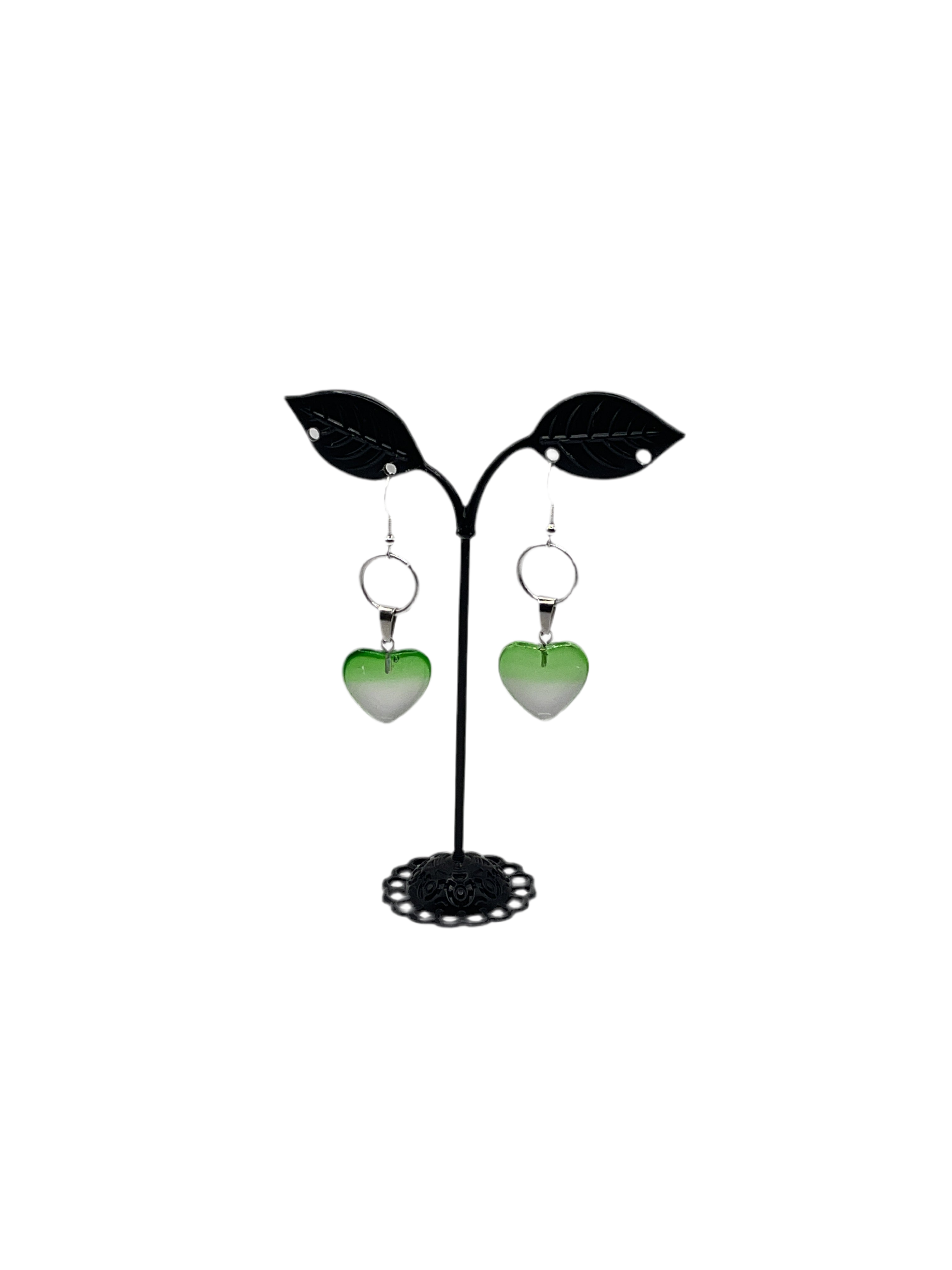 Green Heart Earrings