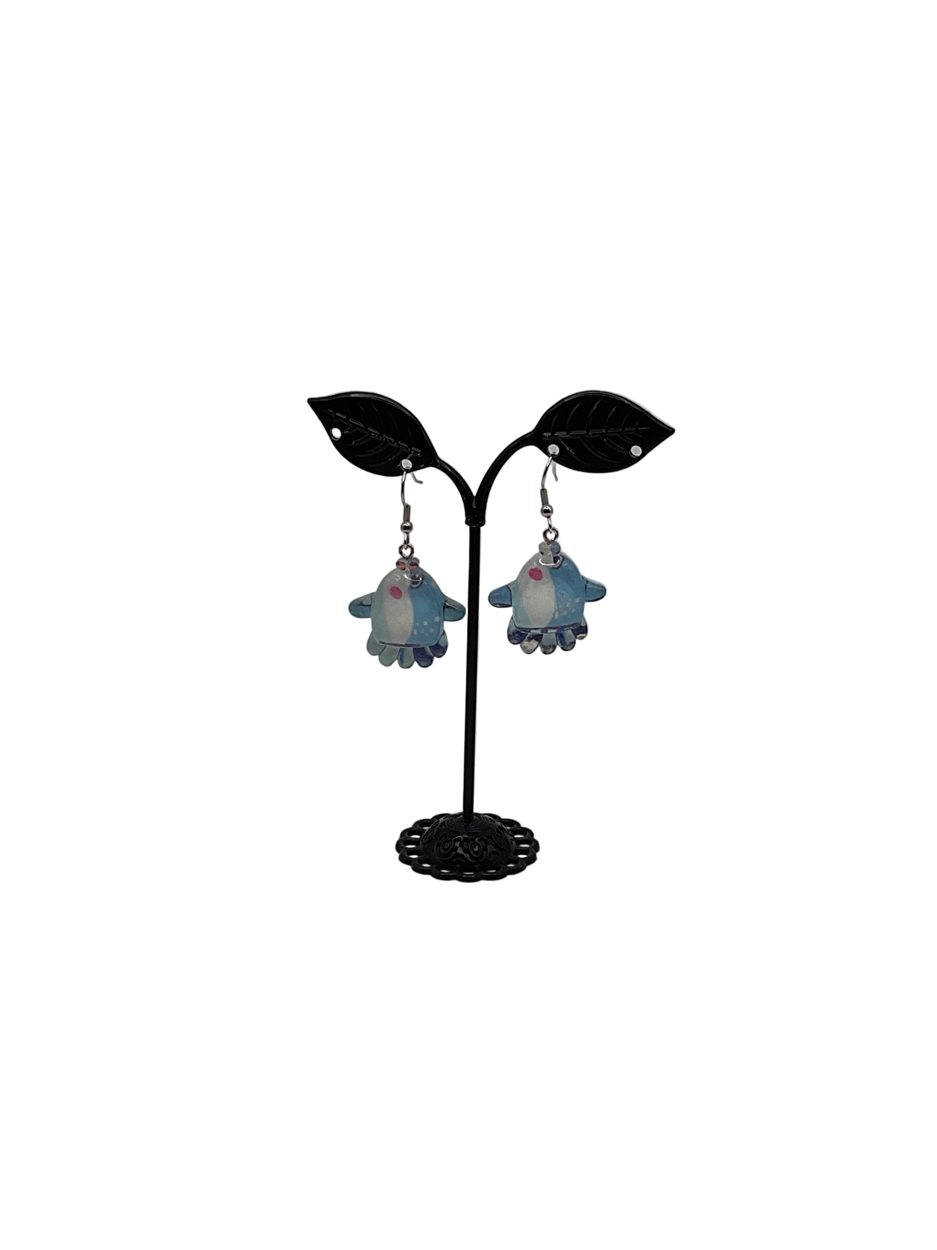 Blue and White Fish Earrings Secondary image