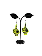 Neon Skeleton Middle Finger Earrings - Collectors World Toys