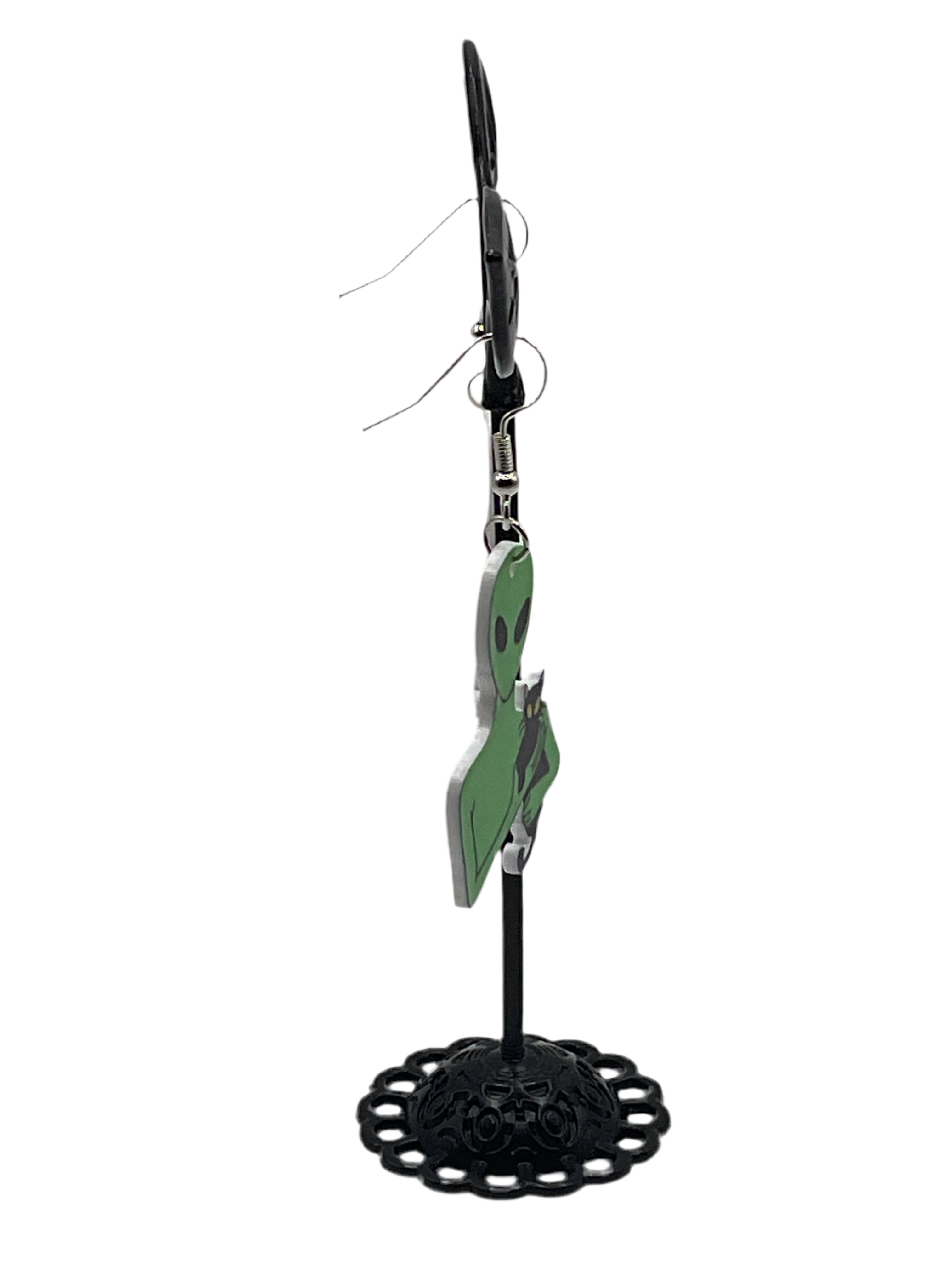 Green alien earrings