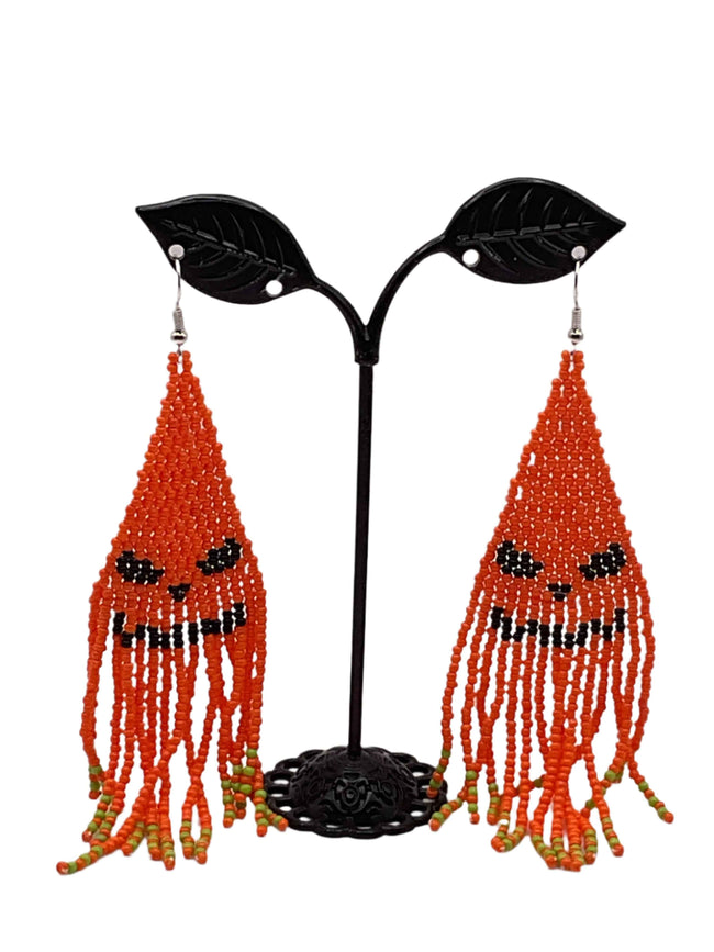Jack-o-lantern Tassel Earrings Hover Image