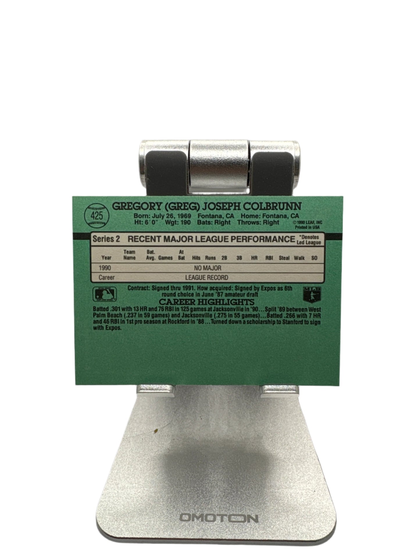 Donruss Greg Colbrunn Sports Card