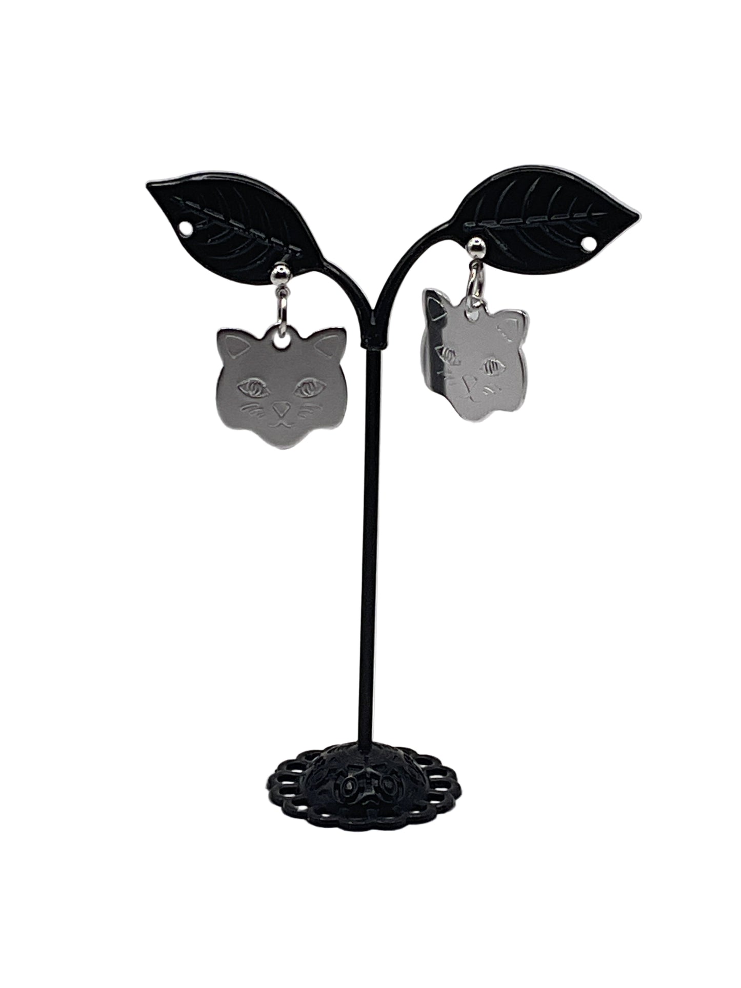 Cat Head Tag Earrings