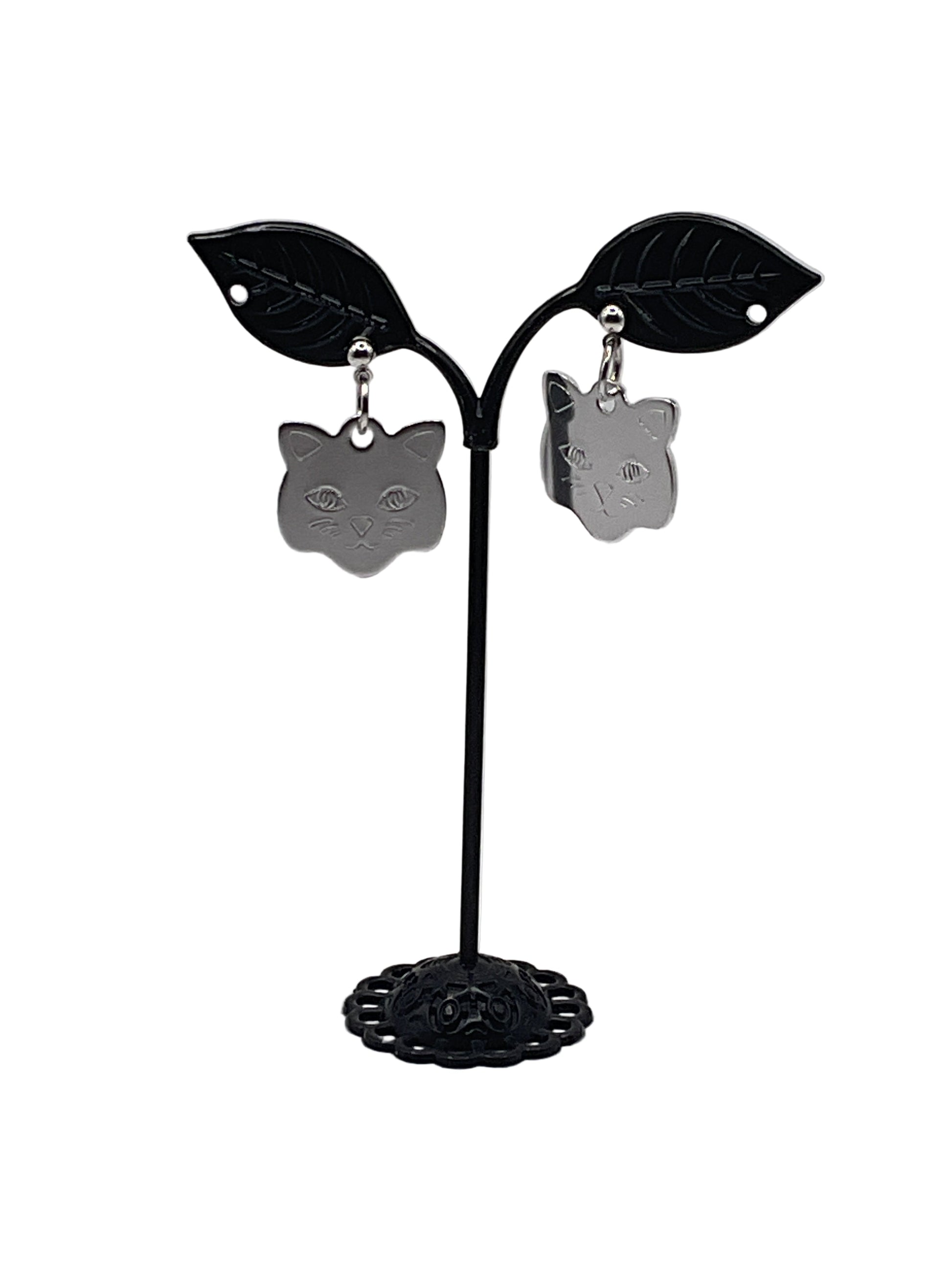 Cat Head Tag Earrings
