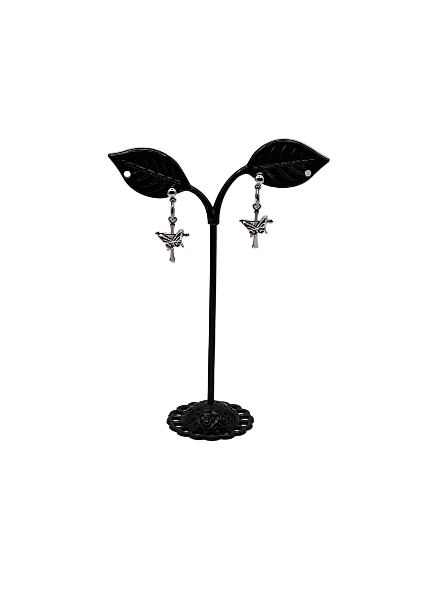 Cross with Butterfly Earrings