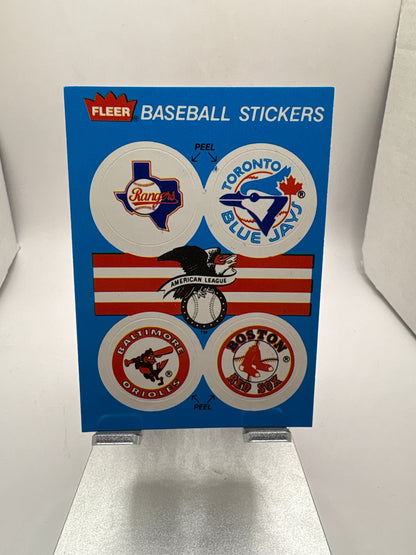 Fleer Texas Rangers Toronto Blue Jays Baltimore Orioles Boston Red Sox Baseball Stickers