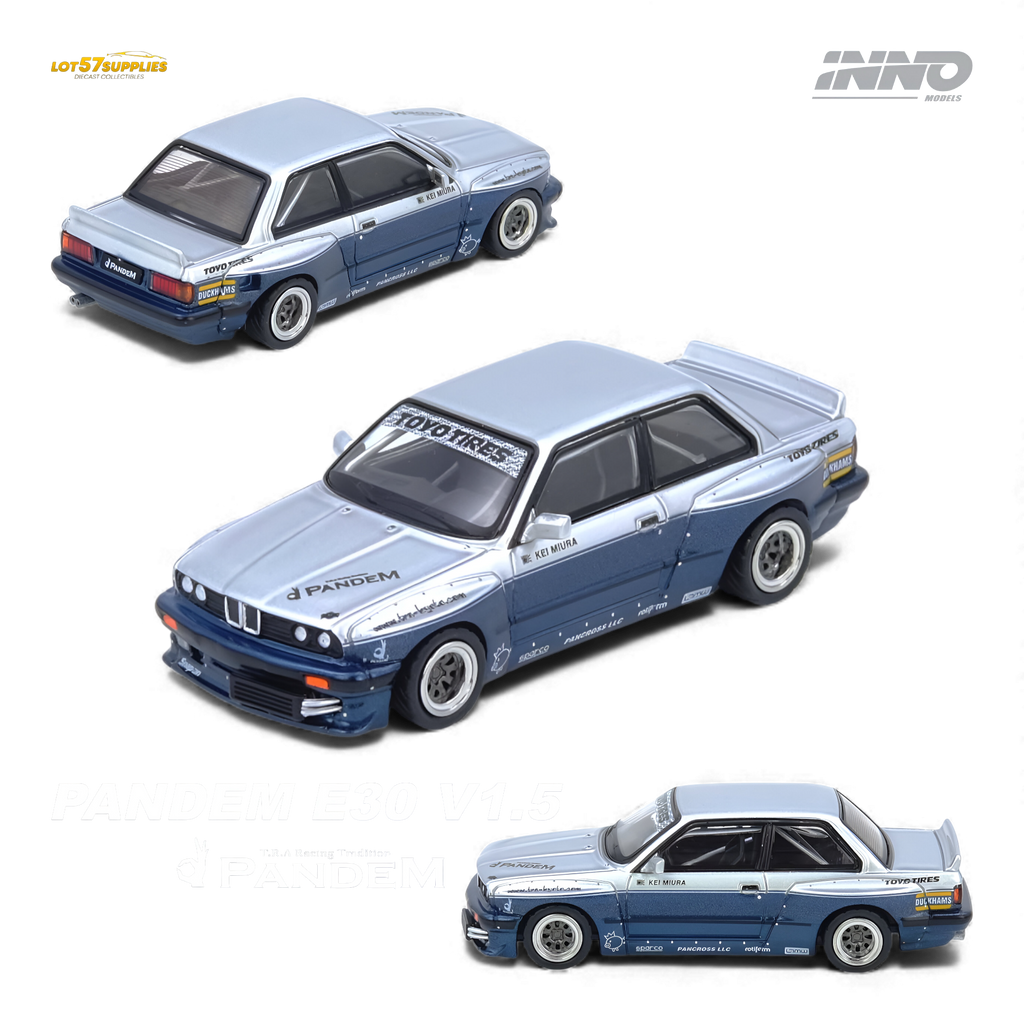 (Pre-Order) INNO64 PANDEM E30 M3 - Silver/Blue 1:64