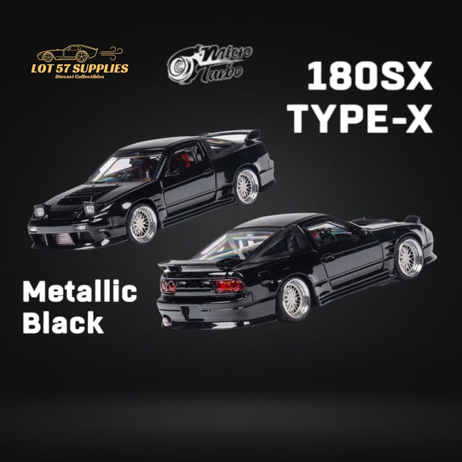 MicroTurbo Custom 180SX Type X Metallic Black 1:64 MT64180SXBLK - Collectors World Toys Hover Image