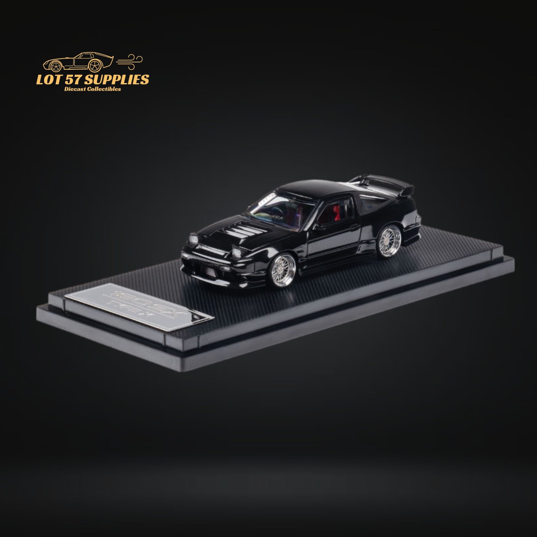 MicroTurbo Custom 180SX Type X Metallic Black 1:64 MT64180SXBLK - Collectors World Toys