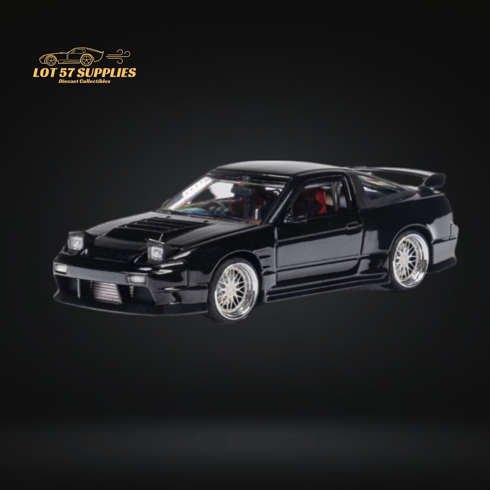 MicroTurbo Custom 180SX Type X Metallic Black 1:64 MT64180SXBLK - Collectors World Toys