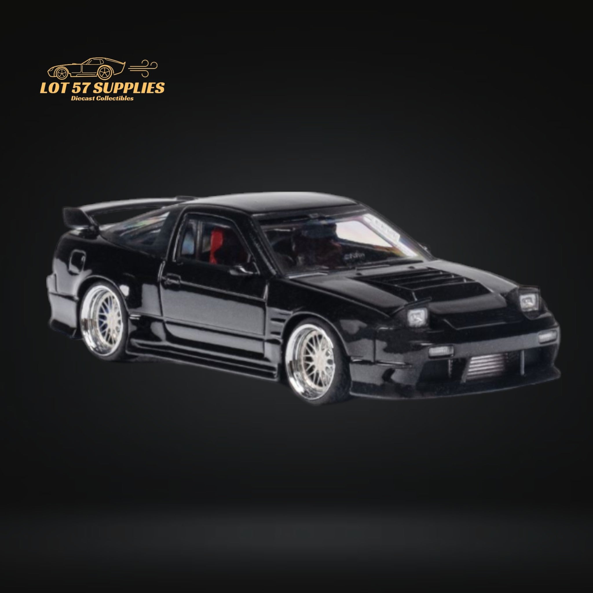 MicroTurbo Custom 180SX Type X Metallic Black 1:64 MT64180SXBLK - Collectors World Toys