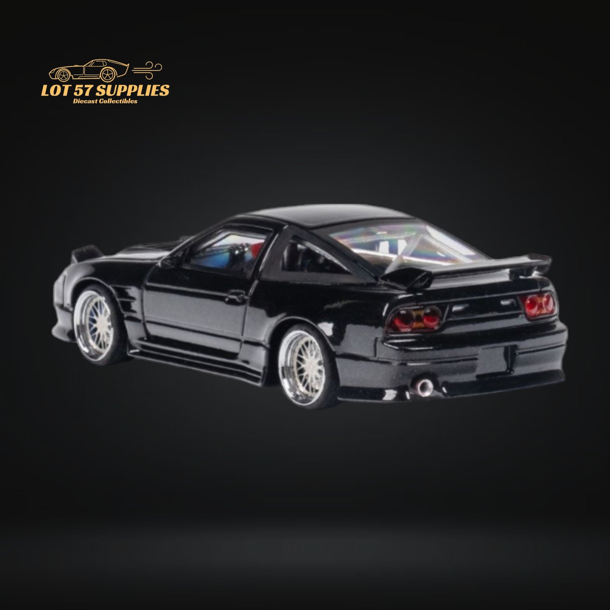 MicroTurbo Custom 180SX Type X Metallic Black 1:64 MT64180SXBLK - Collectors World Toys