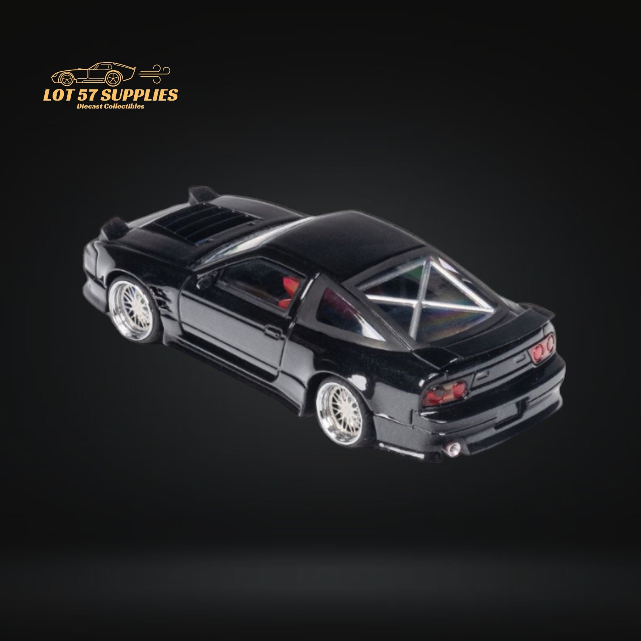 MicroTurbo Custom 180SX Type X Metallic Black 1:64 MT64180SXBLK - Collectors World Toys
