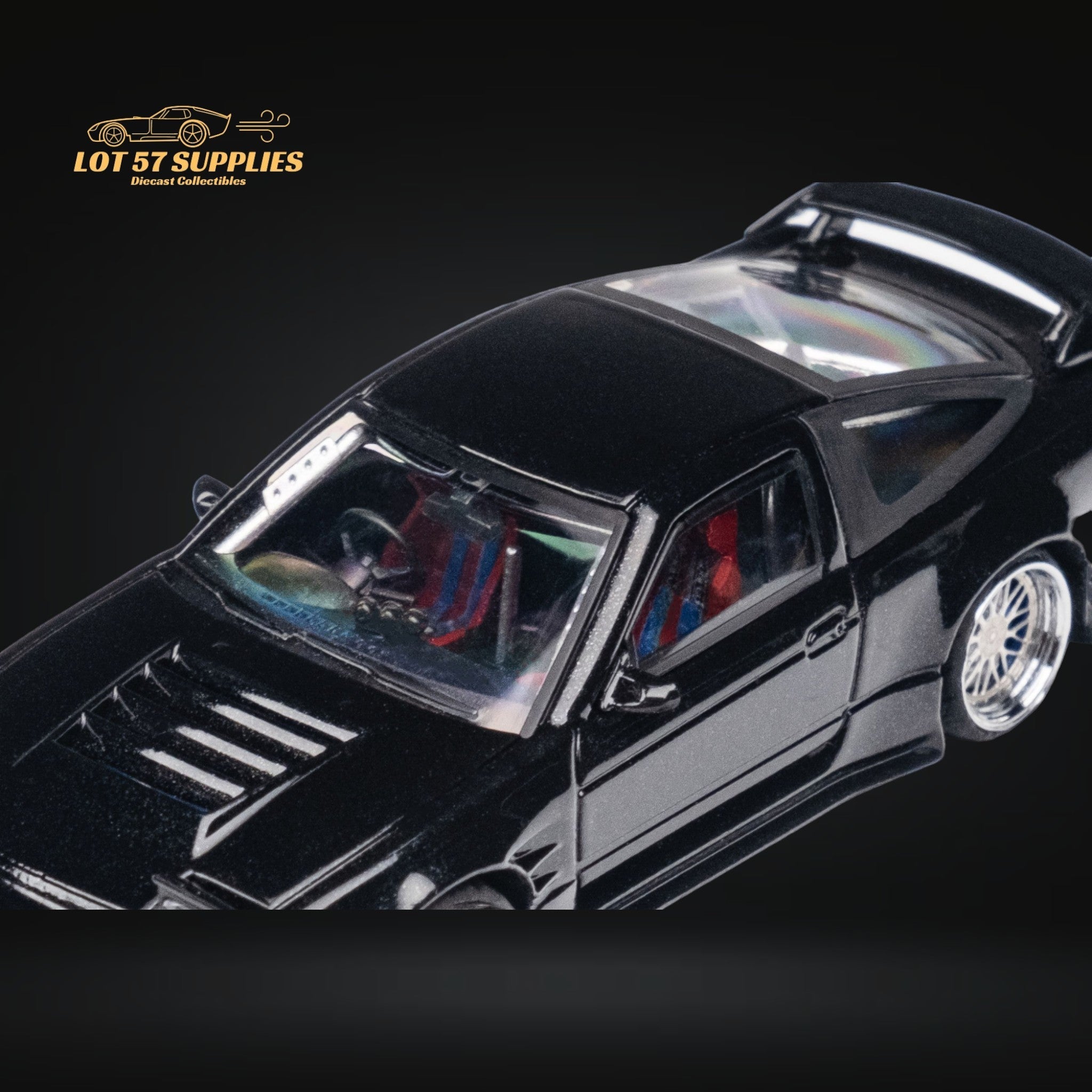 MicroTurbo Custom 180SX Type X Metallic Black 1:64 MT64180SXBLK - Collectors World Toys