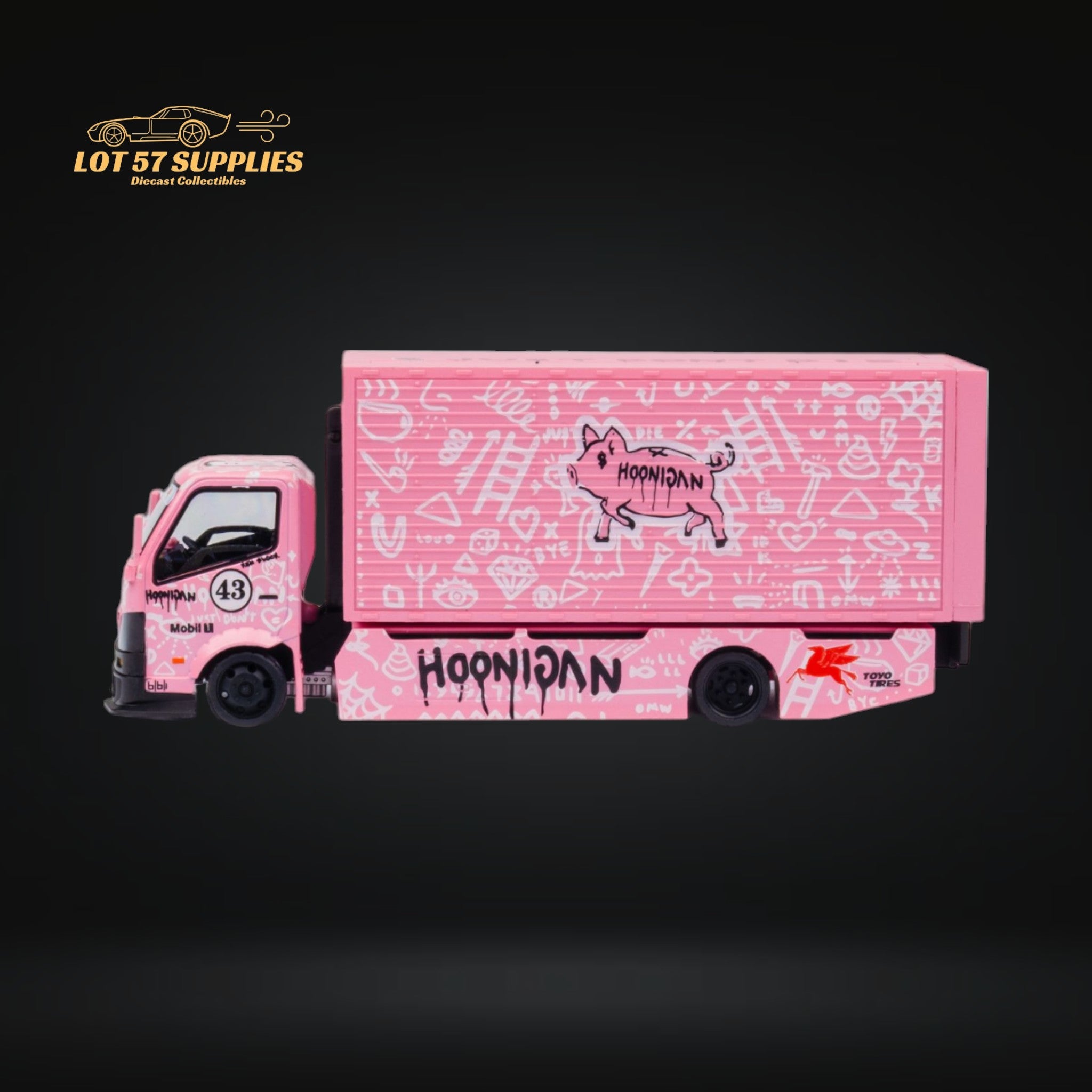 MicroTurbo HINO 300 Custom Box Truck in Pink #43 Livery 1:64 MT6404B5 - Collectors World Toys