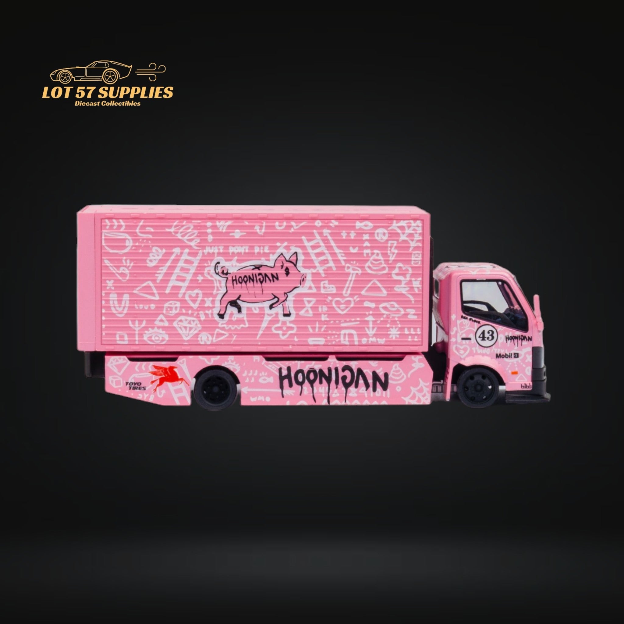 MicroTurbo HINO 300 Custom Box Truck in Pink #43 Livery 1:64 MT6404B5 - Collectors World Toys