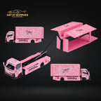MicroTurbo HINO 300 Custom Box Truck in Pink #43 Livery 1:64 MT6404B5 - Collectors World Toys