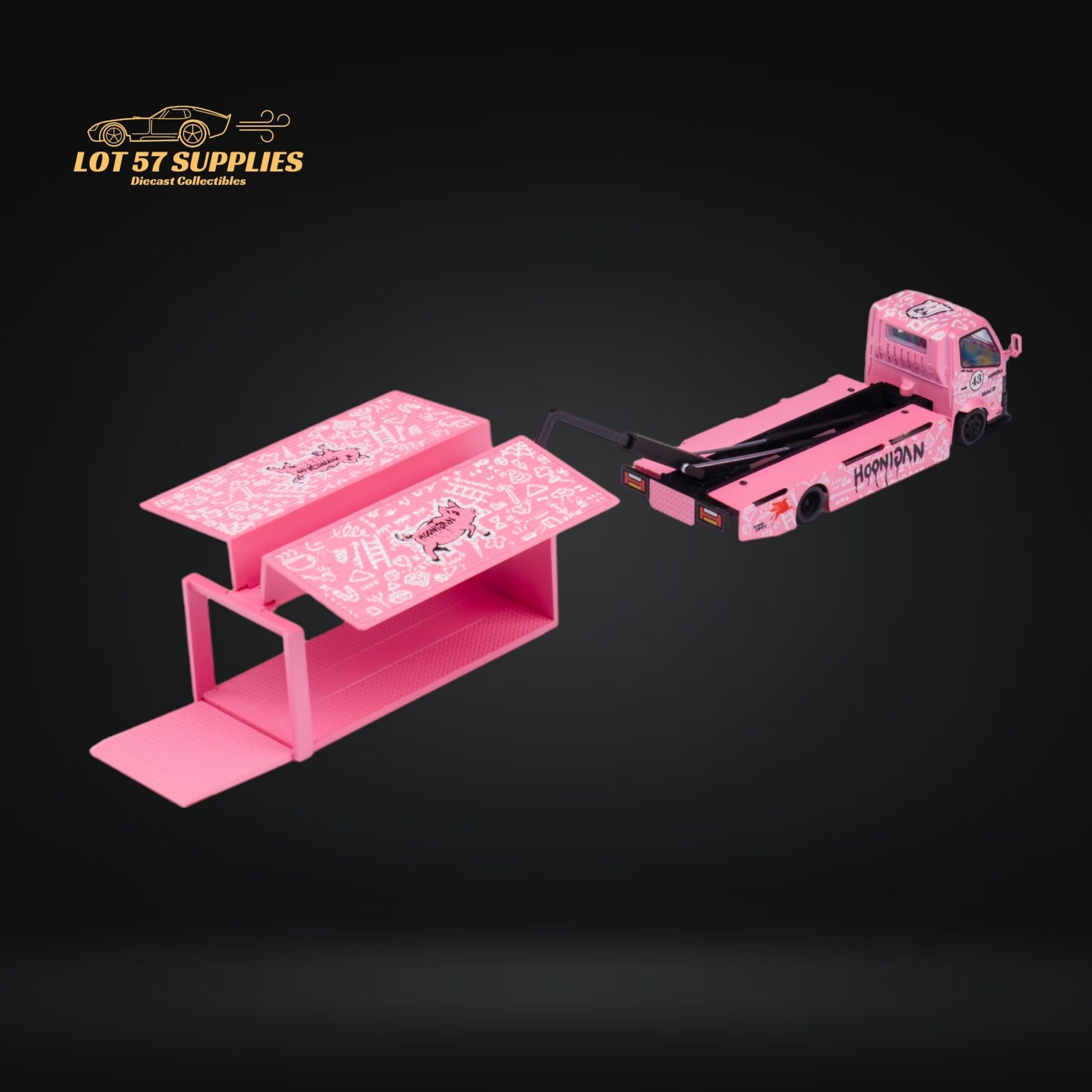 MicroTurbo HINO 300 Custom Box Truck in Pink #43 Livery 1:64 MT6404B5 - Collectors World Toys