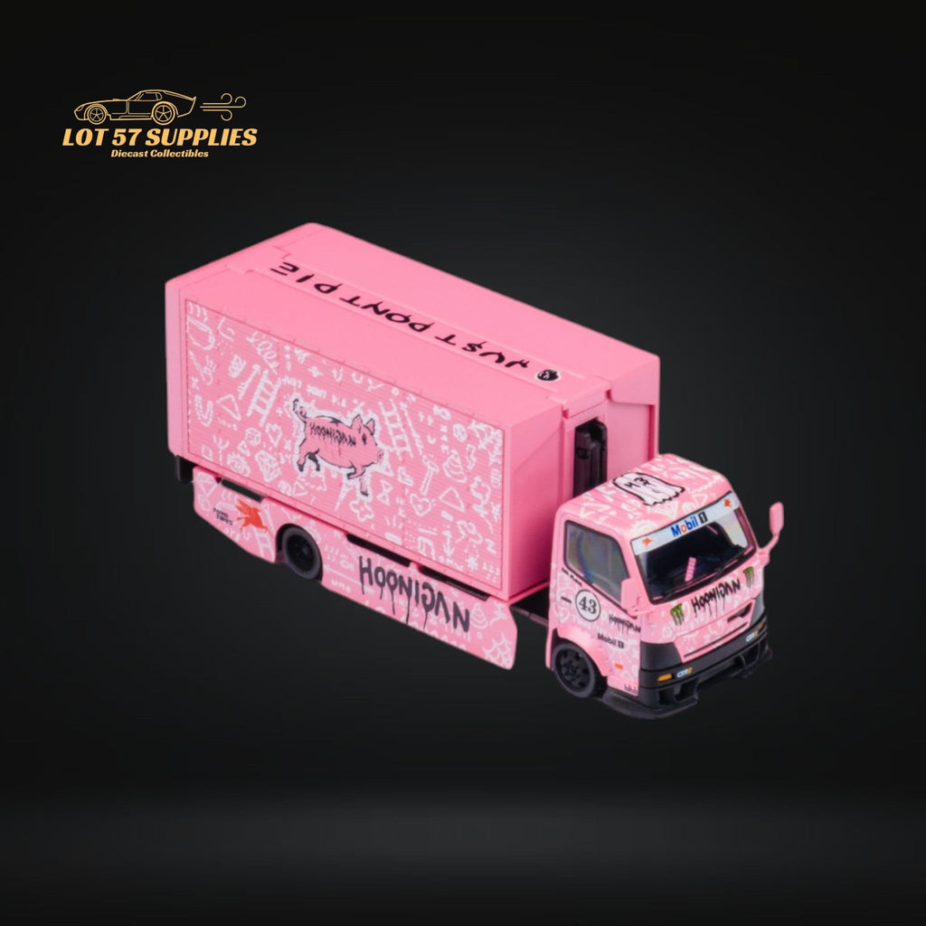 MicroTurbo HINO 300 Custom Box Truck in Pink #43 Livery 1:64 MT6404B5 - Collectors World Toys