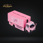 MicroTurbo HINO 300 Custom Box Truck in Pink #43 Livery 1:64 MT6404B5 - Collectors World Toys