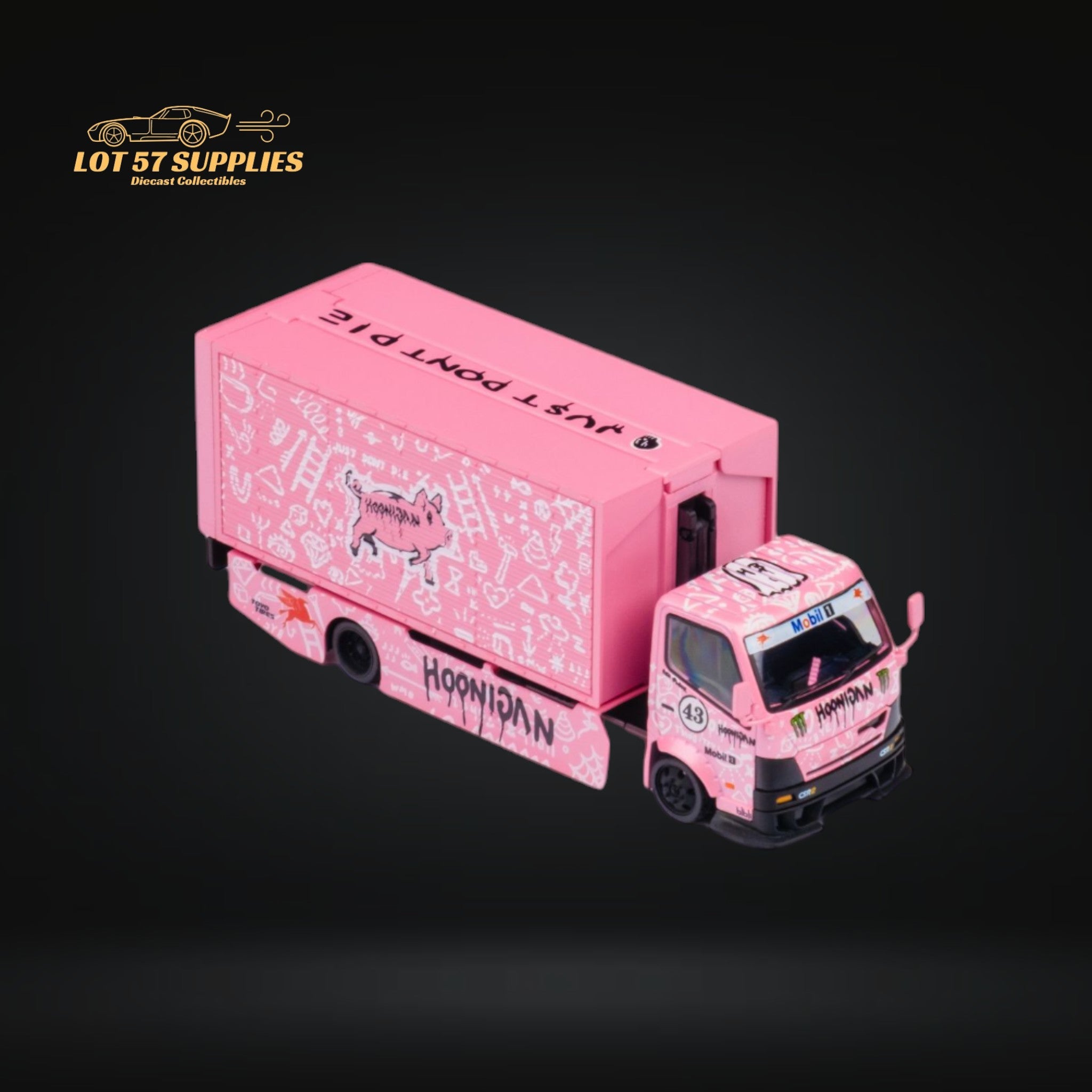 MicroTurbo HINO 300 Custom Box Truck in Pink #43 Livery 1:64 MT6404B5 - Collectors World Toys
