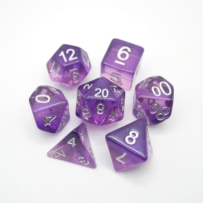 Dancing Lavender - 7 Piece DnD Dice Set | Acrylic RPG Gaming Dice