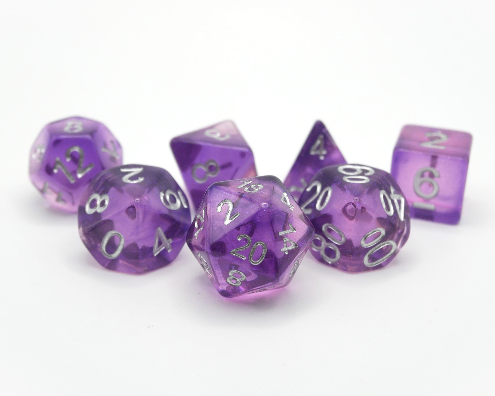 Dancing Lavender - 7 Piece DnD Dice Set | Acrylic RPG Gaming Dice - Collectors World Toys