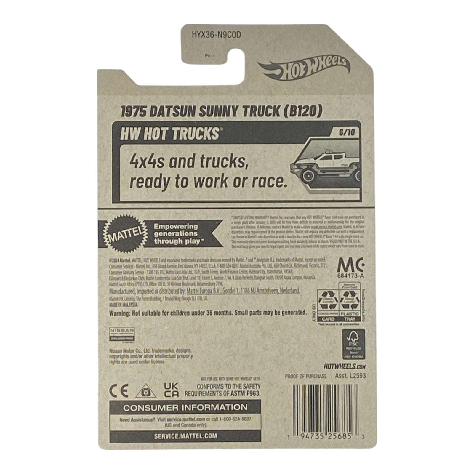 Hot Wheels Datsun Sunny Truck (B120) - HW Hot Trucks Series 6/10 Secondary image