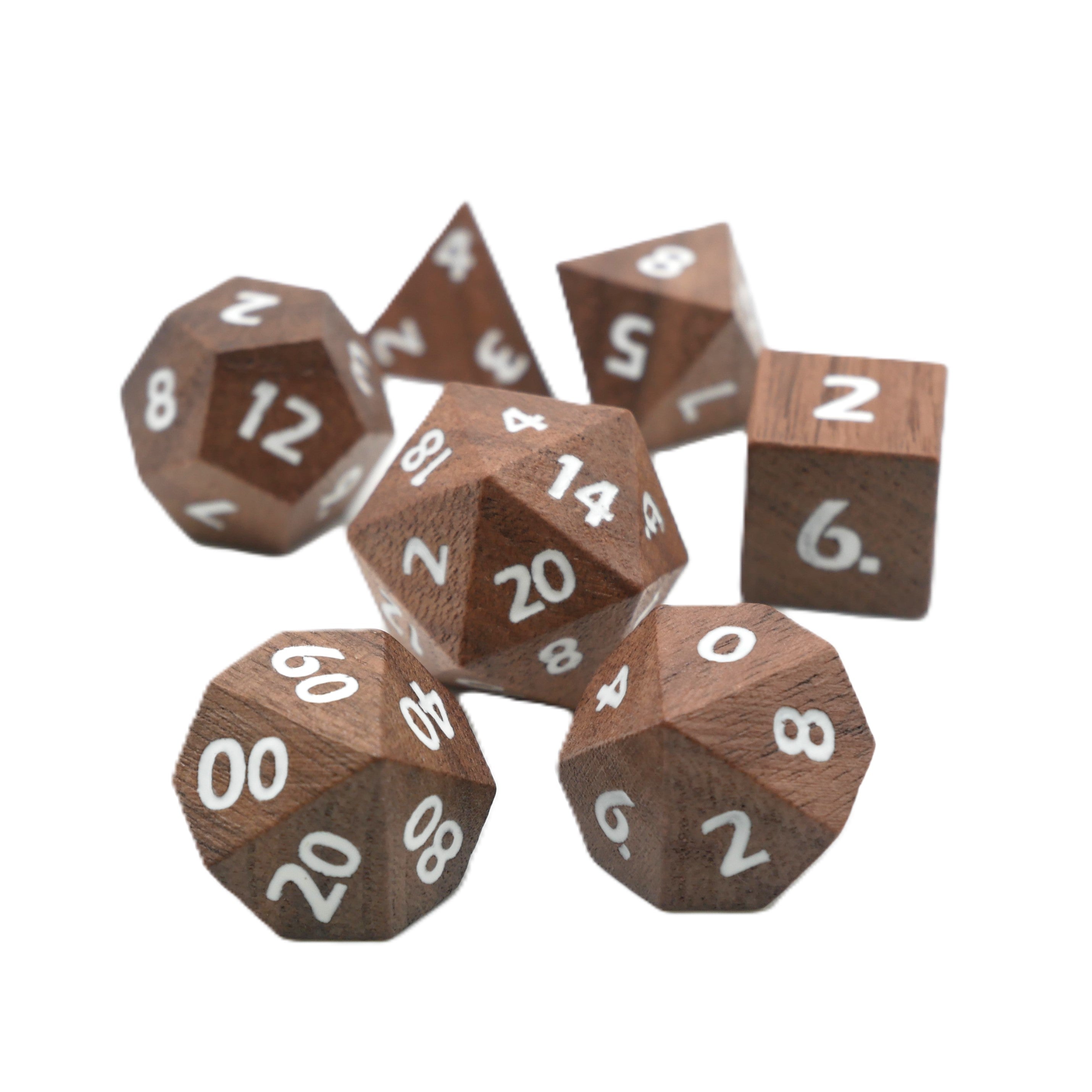 Deku Seed- 7 Piece DnD Dice Set | Wood RPG Gaming Dice Main image