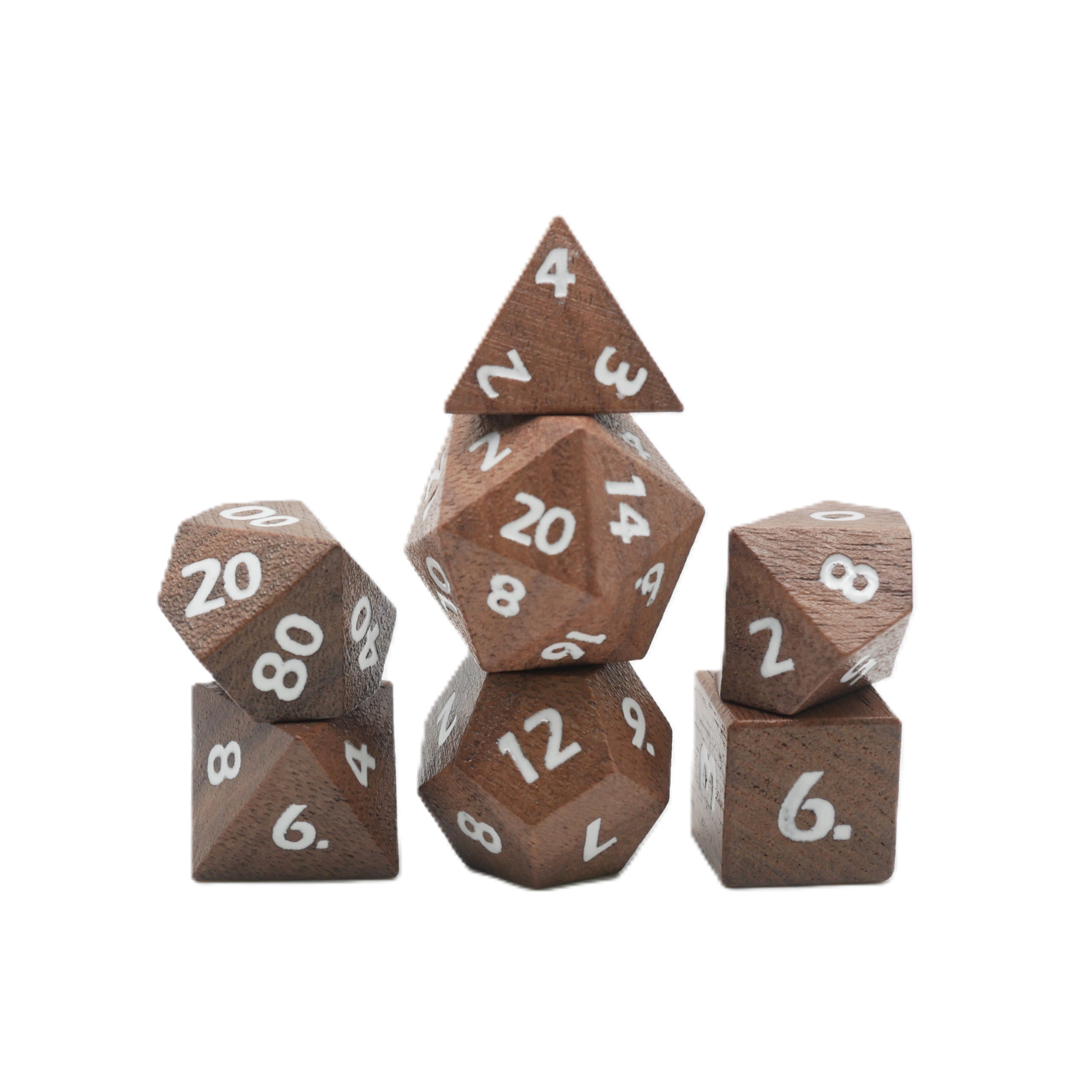 Deku Seed- 7 Piece DnD Dice Set | Wood RPG Gaming Dice - Collectors World Toys