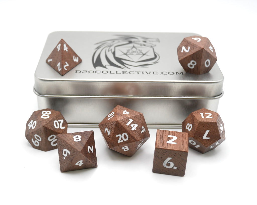 Deku Seed- 7 Piece DnD Dice Set | Wood RPG Gaming Dice - Collectors World Toys